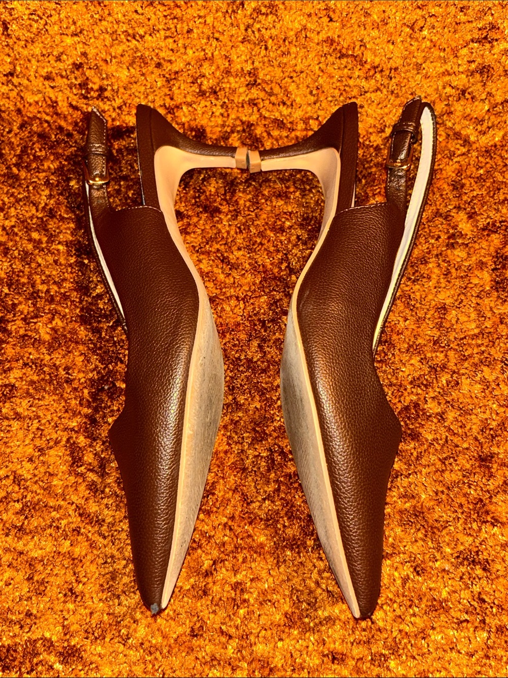 French Connection Brown Pointed Slingback Flats with Adjustable Buckle - Picture 3 of 7